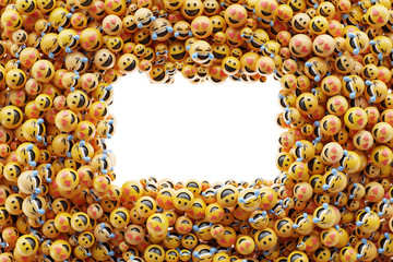 Infinite emoticons 3d rendering background, social media and communications concept