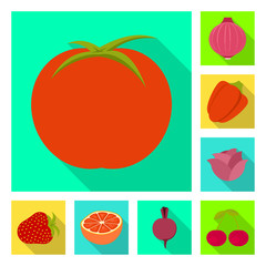 Isolated object of fresh and red symbol. Collection of fresh and organic stock symbol for web.