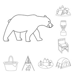 Vector illustration of hobby and travel icon. Set of hobby and tourism vector icon for stock.