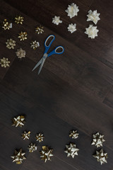 decorating materials on floor christmas time