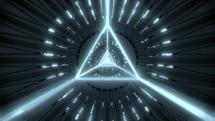 glowing triangle astract wireframe silver 3d illustration design,