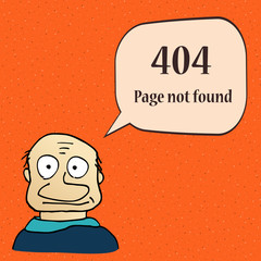 404 error page. Funny 404 error symbol with cartoon character of man.