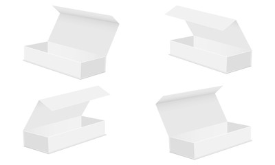 Set of open rectangular boxes isolated on white background. Vector illustration