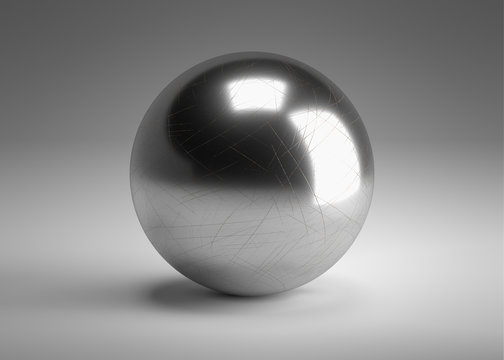 metal ball 3D model. chrom circle 3d render.  single bearing 3d image.