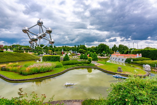 Atomium (iron atom model) and Mini-Europe park, Brussels, Belgium Stock  Photo | Adobe Stock