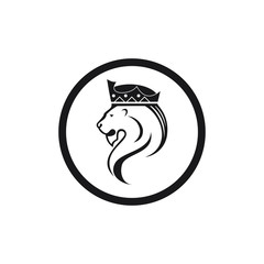 lion wears crown illustration logo template