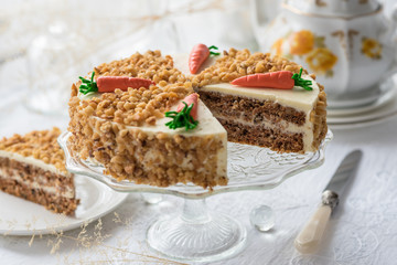 Homemade Carrot Cake with Walnuts