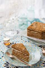 Homemade Russian Honey Layered Cake, Medovik