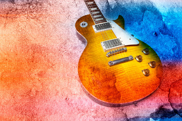 Electric guitar with water color background