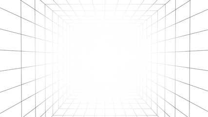 Vector perspective grid. Rectangle. Detailed lines on white background.