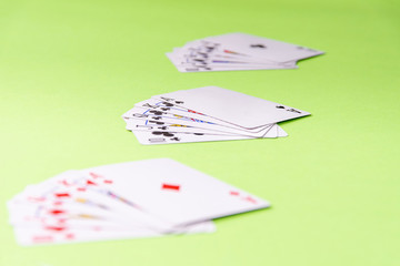 poker cards on green background
