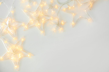 Beautiful glowing garland on white background