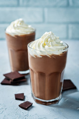Dark hot chocolate with whipped cream