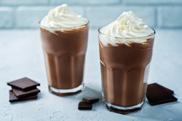 Dark hot chocolate with whipped cream