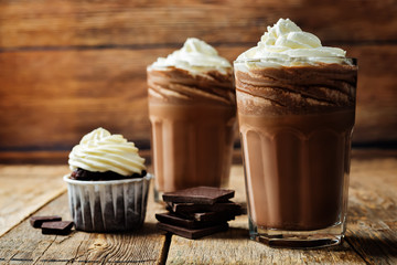 Dark hot chocolate with whipped cream