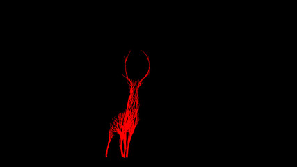 Growing Tree in a shape of a deer. Eco Concept. 3D rendering.