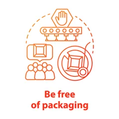 Fototapeten Be free of packaging red concept icon. Zero waste idea thin line illustration. Drop shipping service. Direct products delivery. Sustainable package. Vector isolated outline drawing © bsd studio