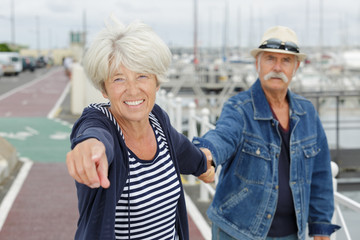 happy couple in the port