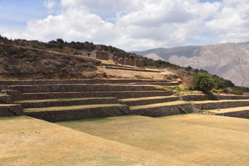 Inca stone terraces at the Tipon archaeological site, just south of Cusco, Peru