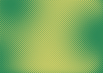 Fun Green and Yellow pop art background with halftone in retro comic style, vector illustration eps10