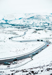 Mam Tor road in the snow