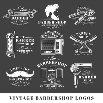 Set of vintage barbershop labels
