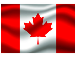 Fototapeta na wymiar Canada national flag, isolated on background. original colors and proportion. Vector illustration symbol and element, for travel and business from countries set