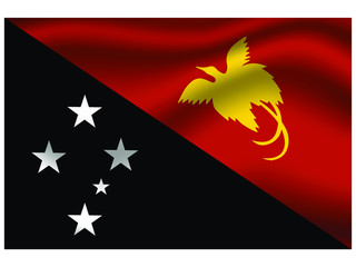 Papua New Guinea national flag, isolated on background. original colors and proportion. Vector illustration symbol and element, for travel and business from countries set