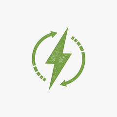 Renewable energy vector icon. Alternative clean energy symbol. Vintage stamp effect.