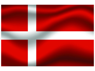 Obraz premium Denmark national flag, isolated on background. original colors and proportion. Vector illustration symbol and element, for travel and business from countries set
