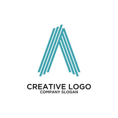 lines that make up the letter A logo template
