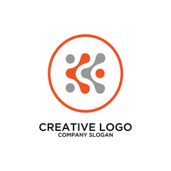 technology with lines connecting networks. logo template