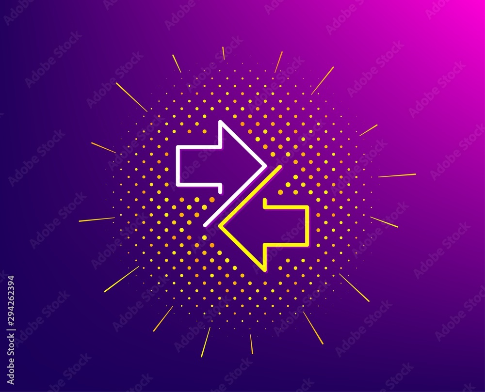 Aufkleber synchronize arrows line icon. halftone pattern. communication arrowheads symbol. navigation pointer 