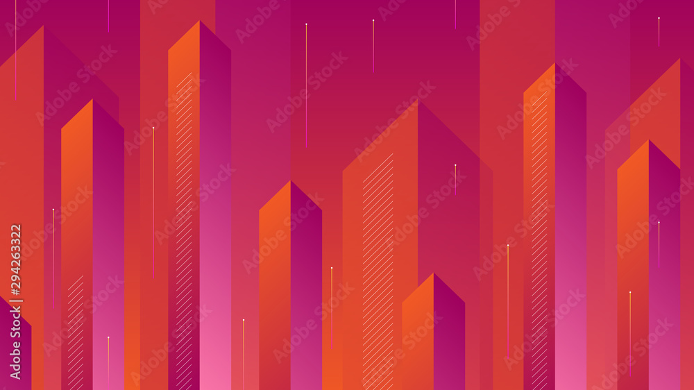 Wall mural modern abstract background with isometric element lines and beams. the background can be used for la