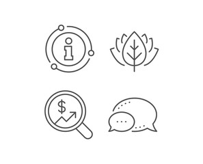Business Audit or Statistics line icon. Chat bubble, info sign elements. Analytics with charts symbol. Search Magnifier sign. Linear currency audit outline icon. Information bubble. Vector