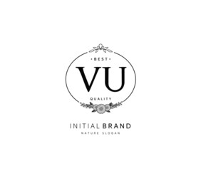 V U VU Beauty vector initial logo, handwriting logo of initial signature, wedding, fashion, jewerly, boutique, floral and botanical with creative template for any company or business.