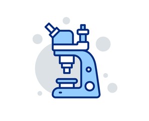 Obraz premium Microscope line icon. Chemistry lab sign. Analysis symbol. Linear design sign. Colorful microscope icon. Vector