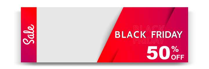 Black Friday sale banner. Minimal modern geometric shape background  in black and white color