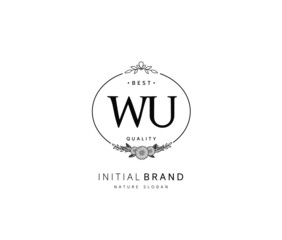 W U WU Beauty vector initial logo, handwriting logo of initial signature, wedding, fashion, jewerly, boutique, floral and botanical with creative template for any company or business.