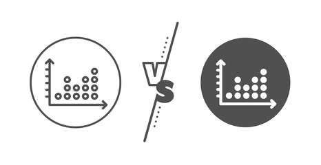 Presentation chart sign. Versus concept. Dot plot graph line icon. Market analytics symbol. Line vs classic dot plot icon. Vector