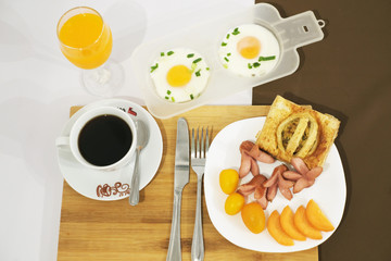 Top view of a breakfast menu set