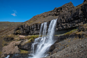 Bergarfoss waterfall in Berga River in Hornafjordur Iceland
