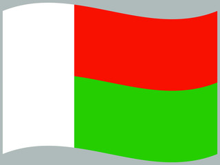 Madagascar Waving national flag, isolated on background. original colors and proportion. Vector illustration symbol and element, for travel and business from countries set