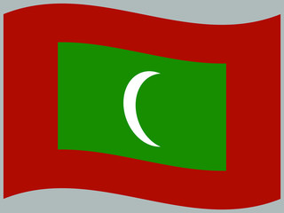 Maldives Waving national flag, isolated on background. original colors and proportion. Vector illustration symbol and element, for travel and business from countries set