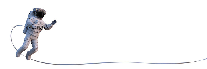 astronaut performing space walk, isolated on white background © dottedyeti