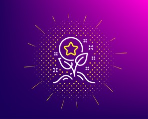 Loyalty points line icon. Halftone pattern. Bonus grows. Discount program symbol. Gradient background. Loyalty points line icon. Yellow halftone pattern. Vector