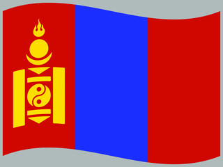 Mongolia Waving national flag, isolated on background. original colors and proportion. Vector illustration symbol and element, for travel and business from countries set