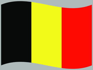 Belgium Waving national flag, isolated on background. original colors and proportion. Vector illustration symbol and element, for travel and business from countries set
