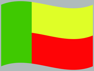 Benin Waving national flag, isolated on background. original colors and proportion. Vector illustration symbol and element, for travel and business from countries set