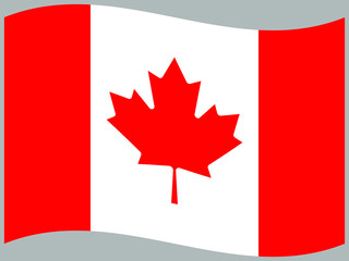 Canada Waving national flag, isolated on background. original colors and proportion. Vector illustration symbol and element, for travel and business from countries set